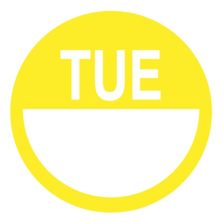 Nevs DaySpots - Tuesday 2" circle White w/Yellow DDOT-T2